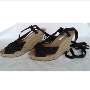 Xhilaration Wrap Around Ankle Leg Black Wedges